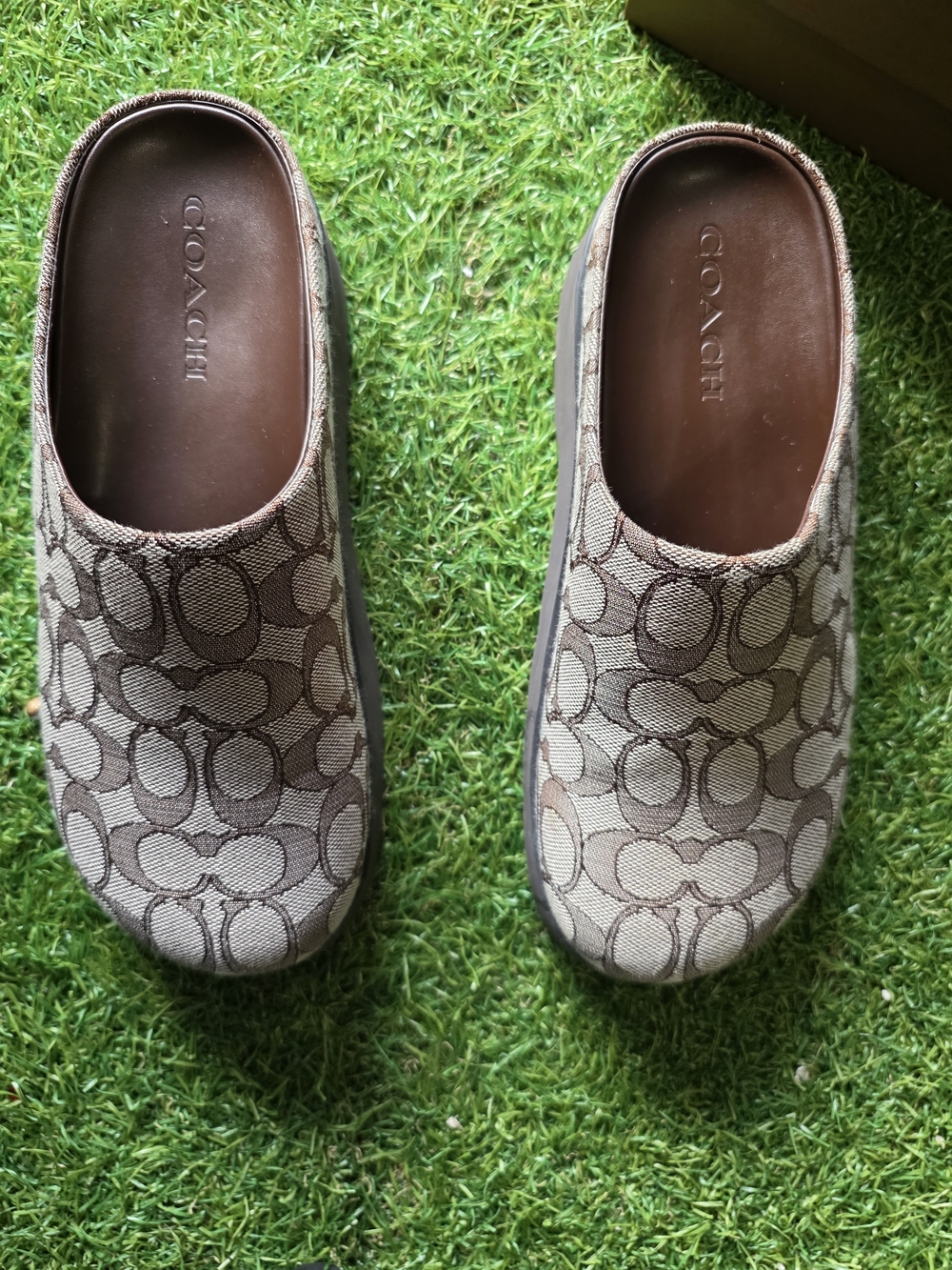 COACH Signature Monogram Slip-On Clogs in Brown